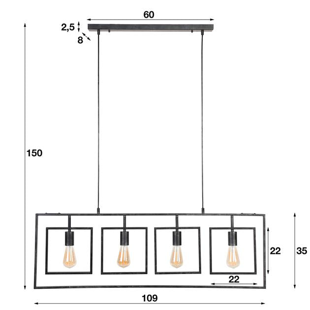 Hanglamp Turn Square | Charcoal