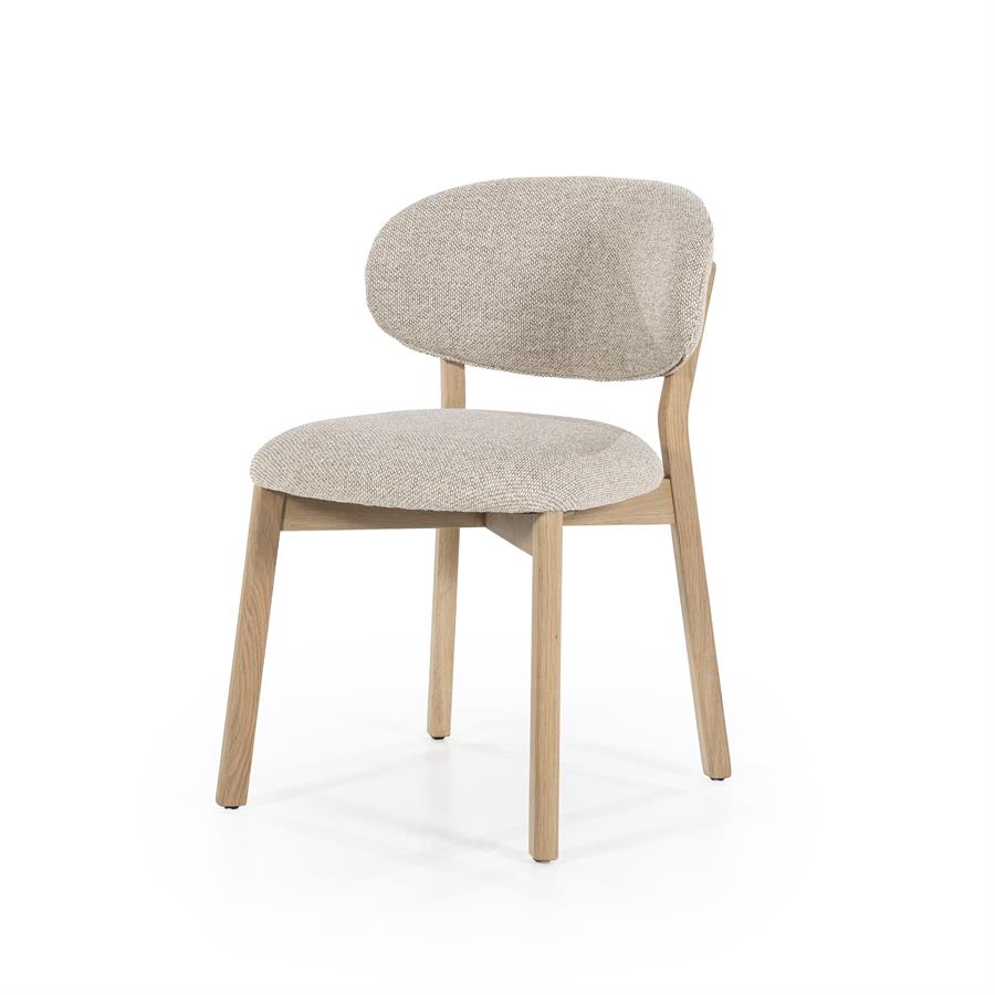 Eetkamerstoel Mikky | Taupe Stoff | Houten Poten